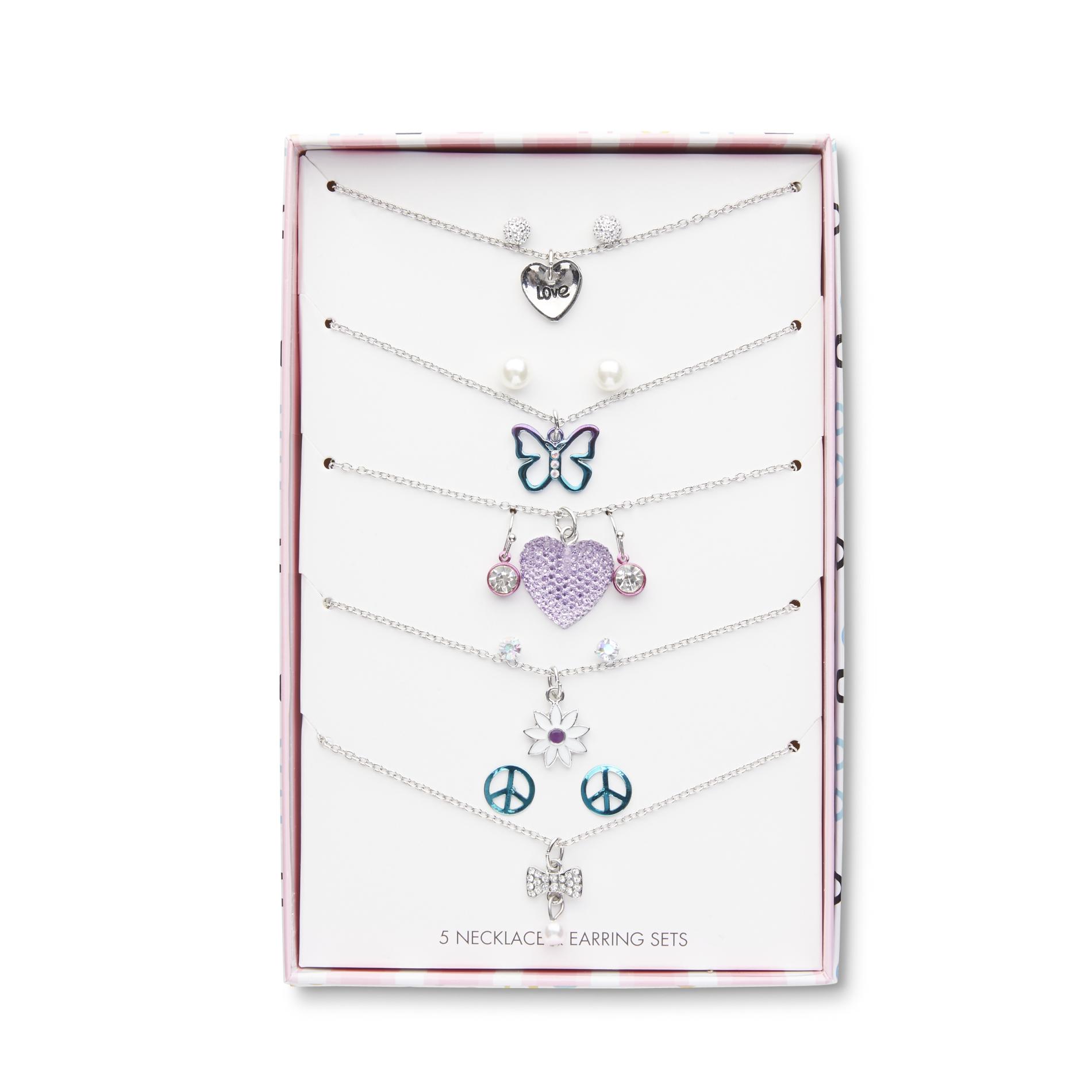 Piper Girls' 5-Pack Necklaces & 5-Pairs Stud Earrings Set Piper Girls' 5-Pack Necklaces & 5-Pairs Stud Earrings Set