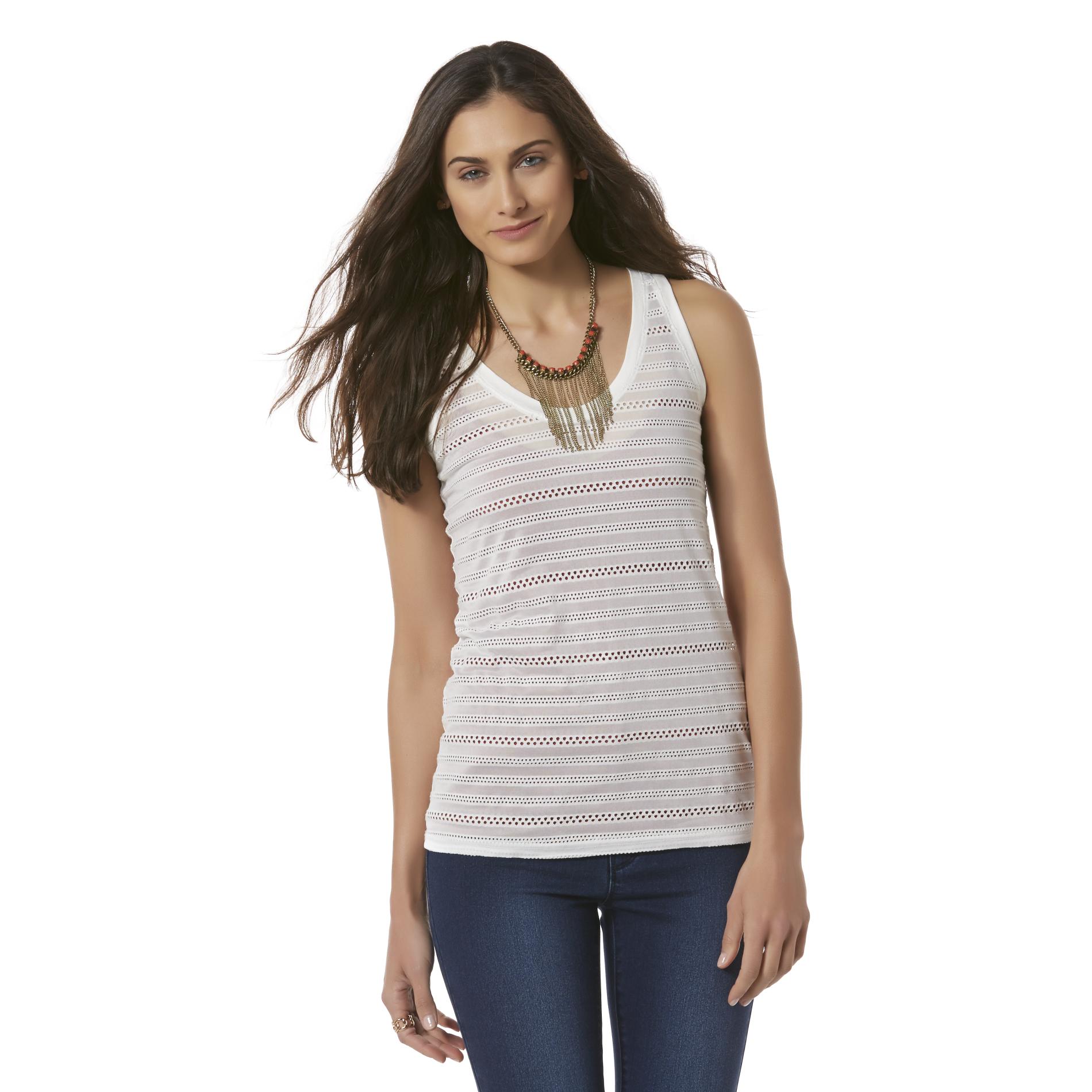 Simply Styled Women's Pointelle Tank Top - Striped