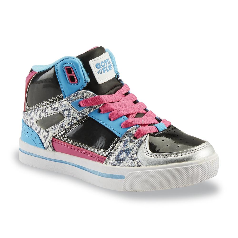 Gotta Flurt Girl's Poppin' G Pink/Blue/Black/Cheetah Print Mid-Top Sneaker