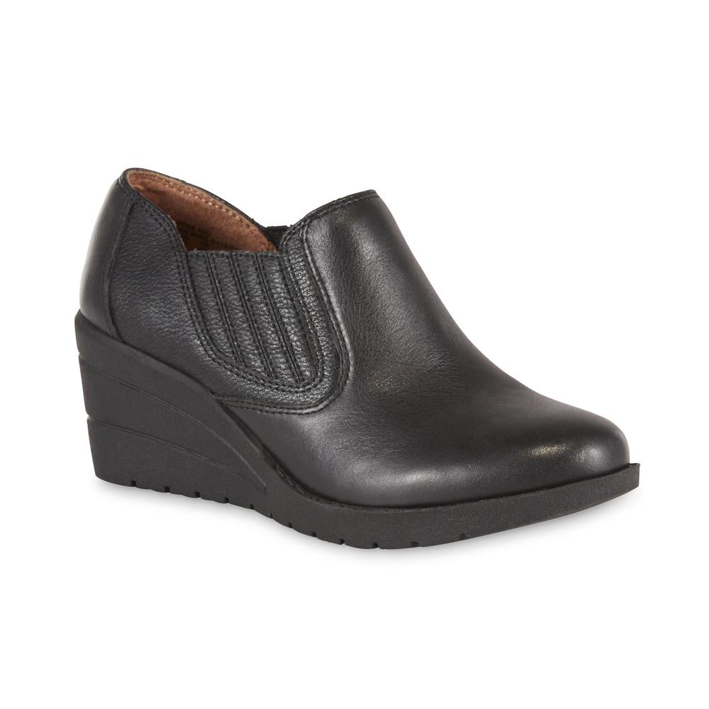 Thom McAn Women's Deidre 2 Leather Wedge Loafer - Black