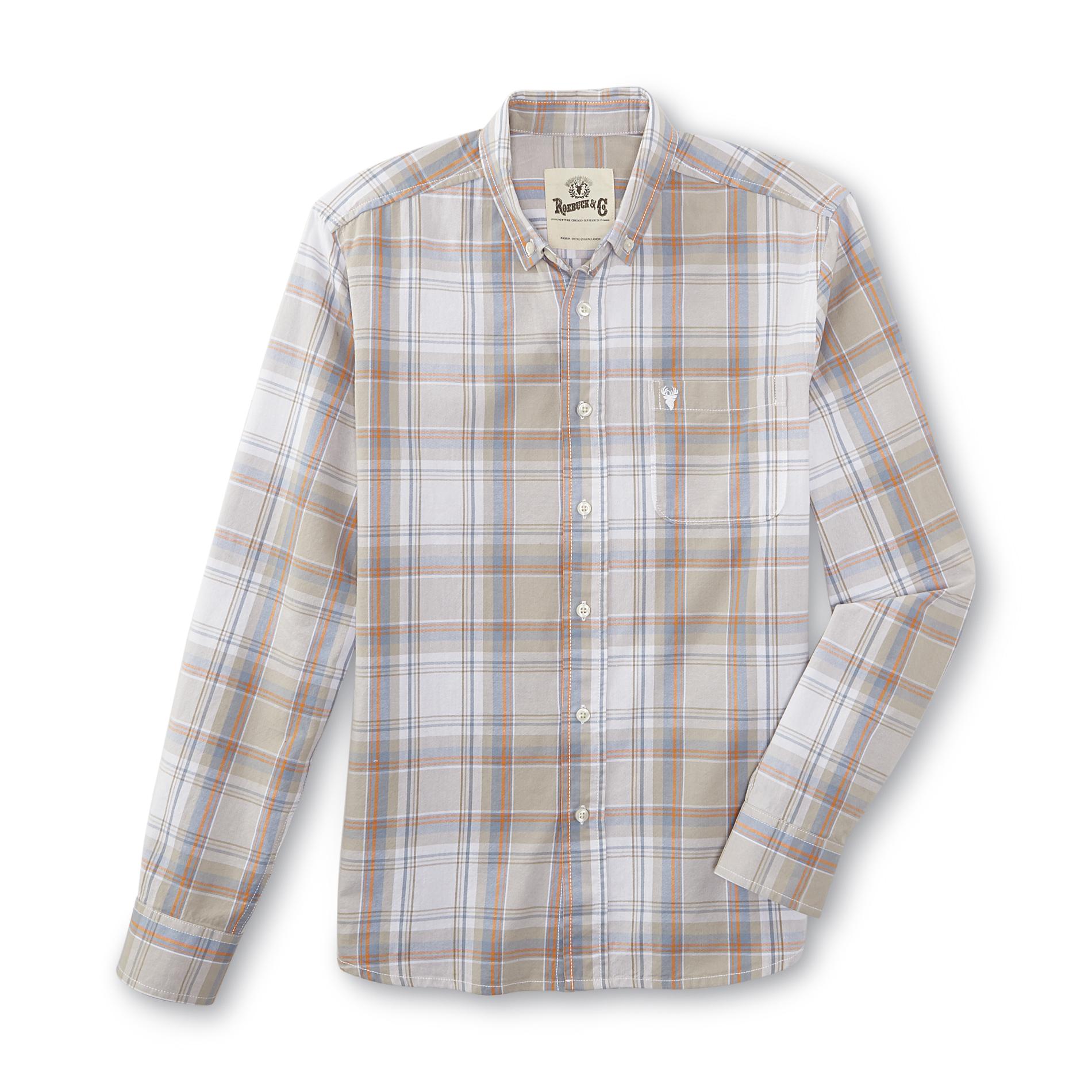 Roebuck & Co. Young Men's Long-Sleeve Oxford Shirt - Plaid