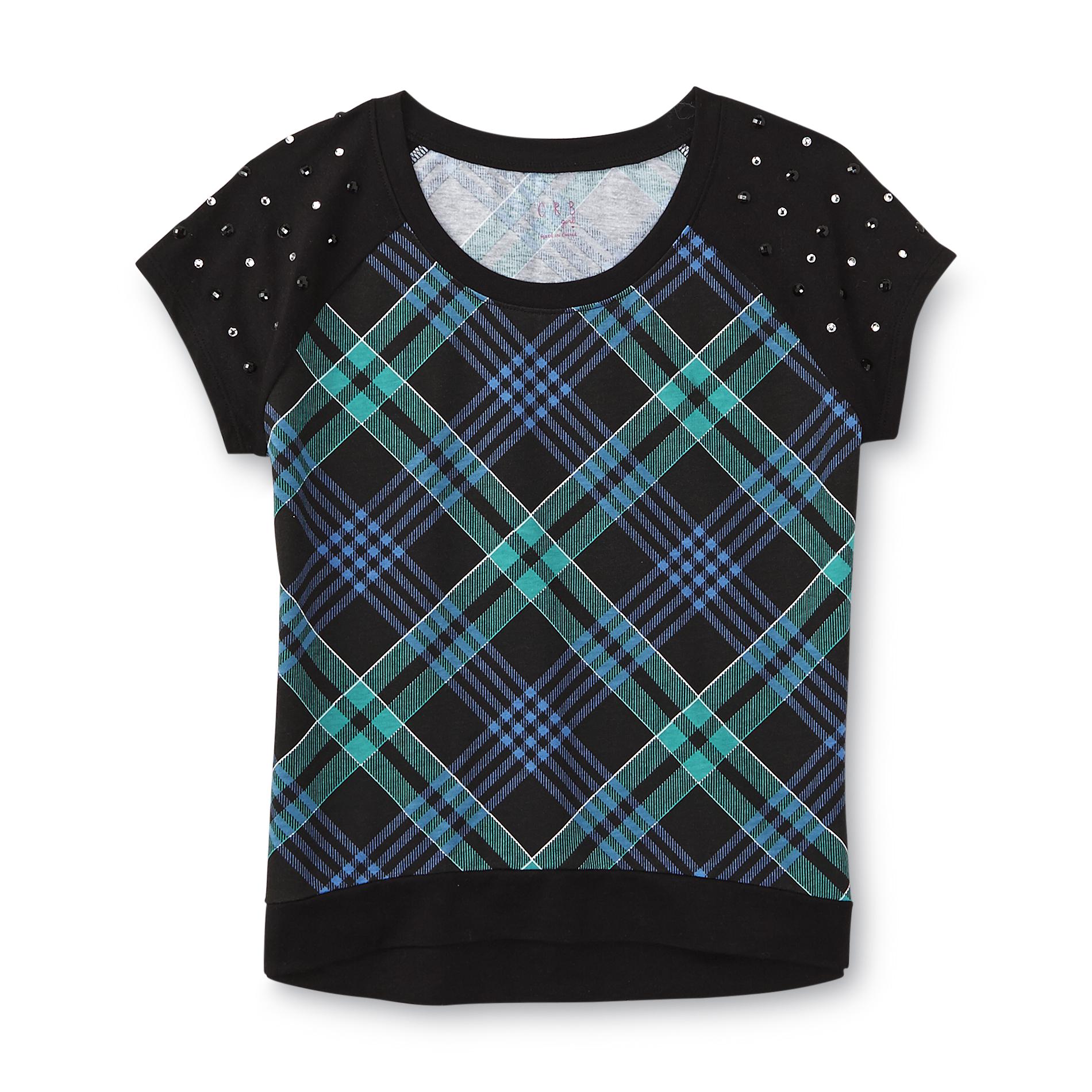 CRB Girl Girl's Plus Embellished Top - Plaid