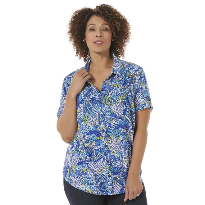 Miss Erika Women's Plus Camp Shirt - Tribal Print - Clothing, Shoes ...