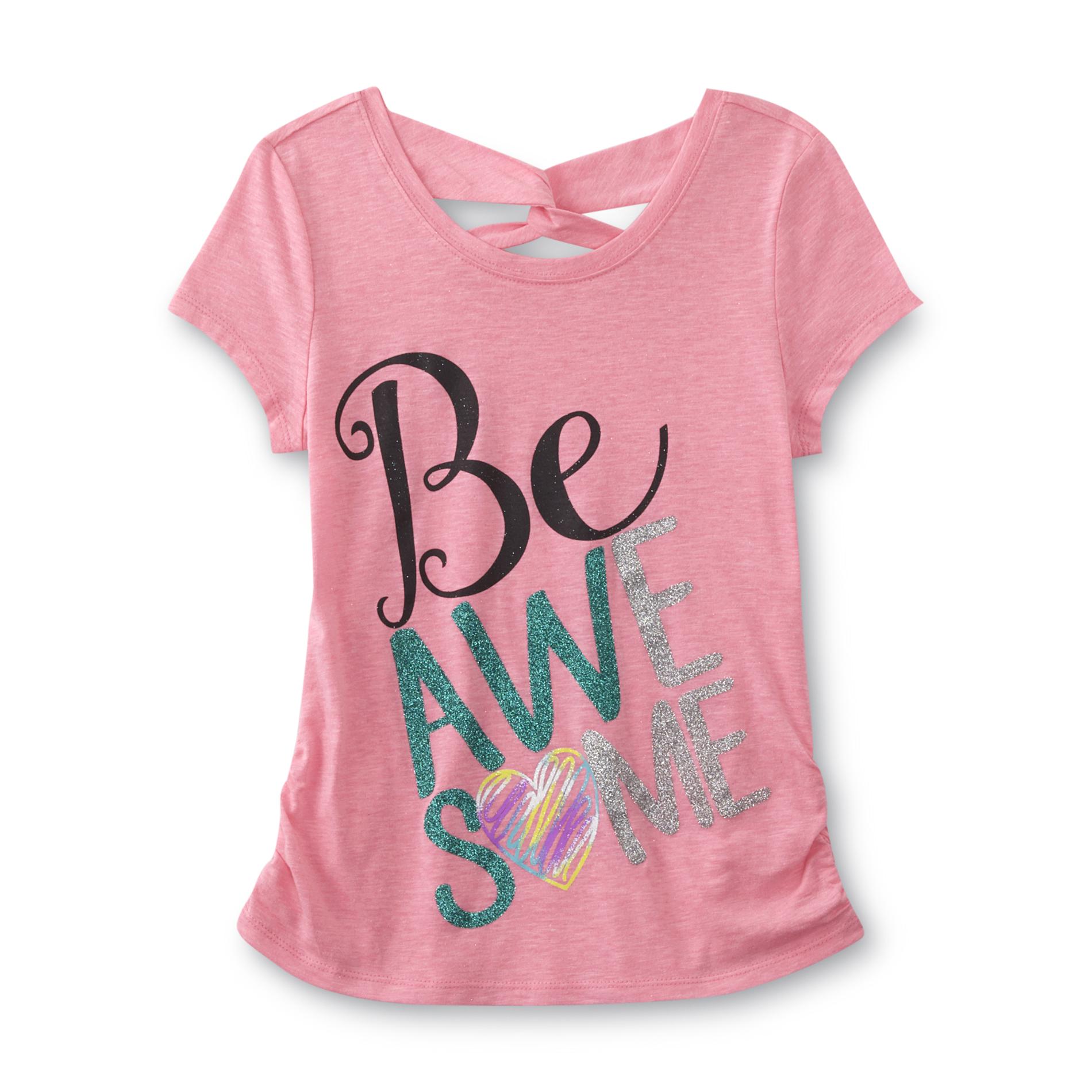 CRB Girl Girl's Twist-Back Graphic T-Shirt - Be Awesome