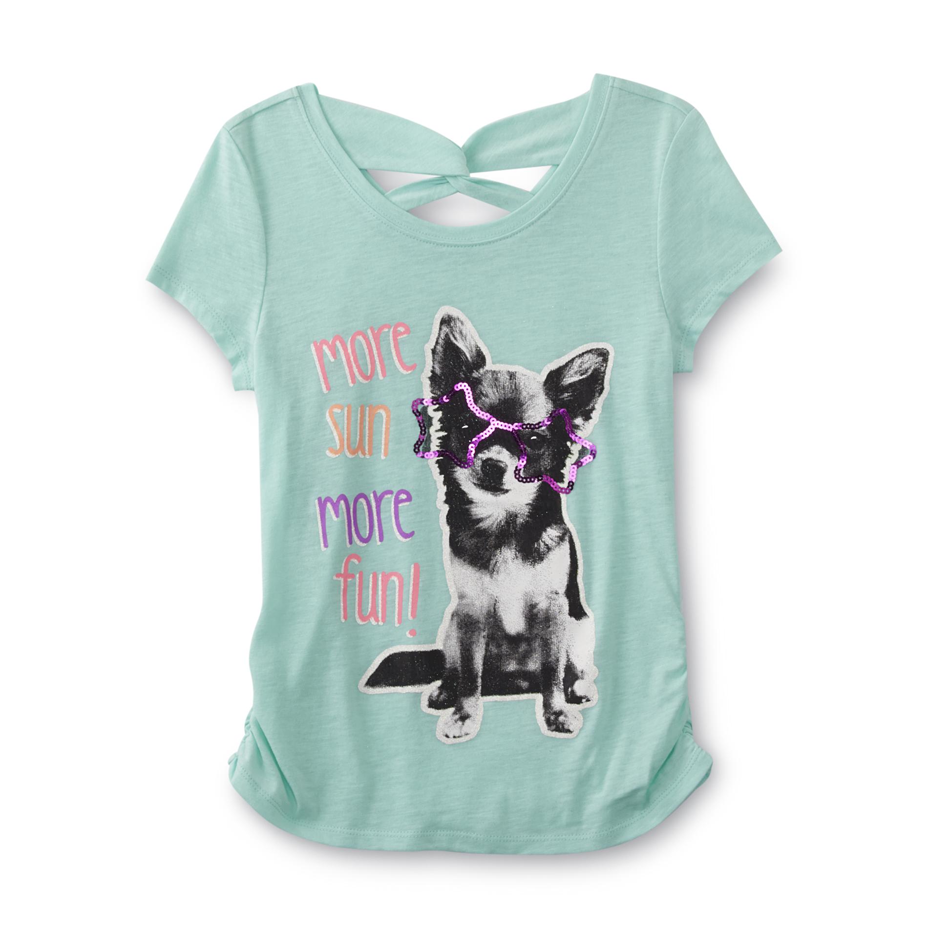 CRB Girl Girl's Twist-Back Graphic T-Shirt - Dog