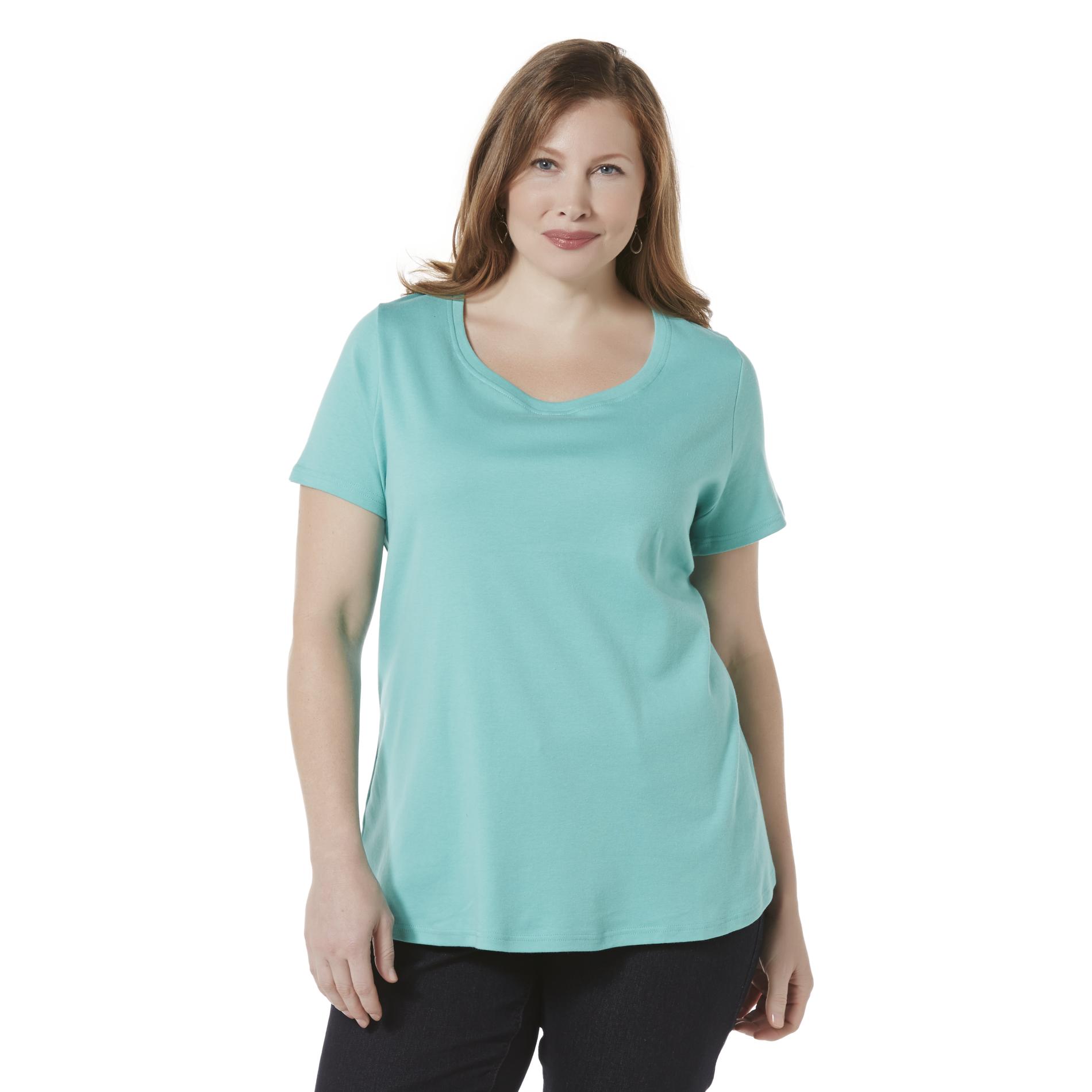 Basic Editions Women's Plus Scoop Neck T-Shirt