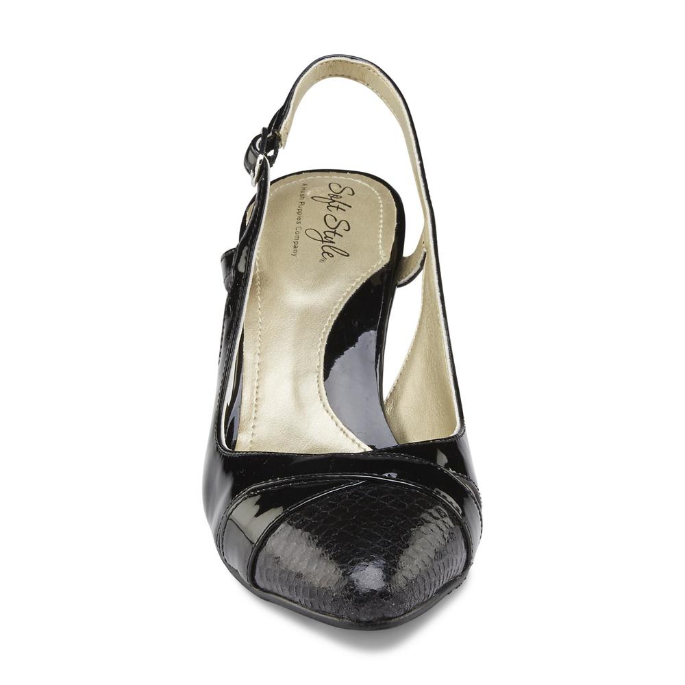 Soft Style by Hush Puppies Women's Rielle Black Slingback Pump - Wide Width Available