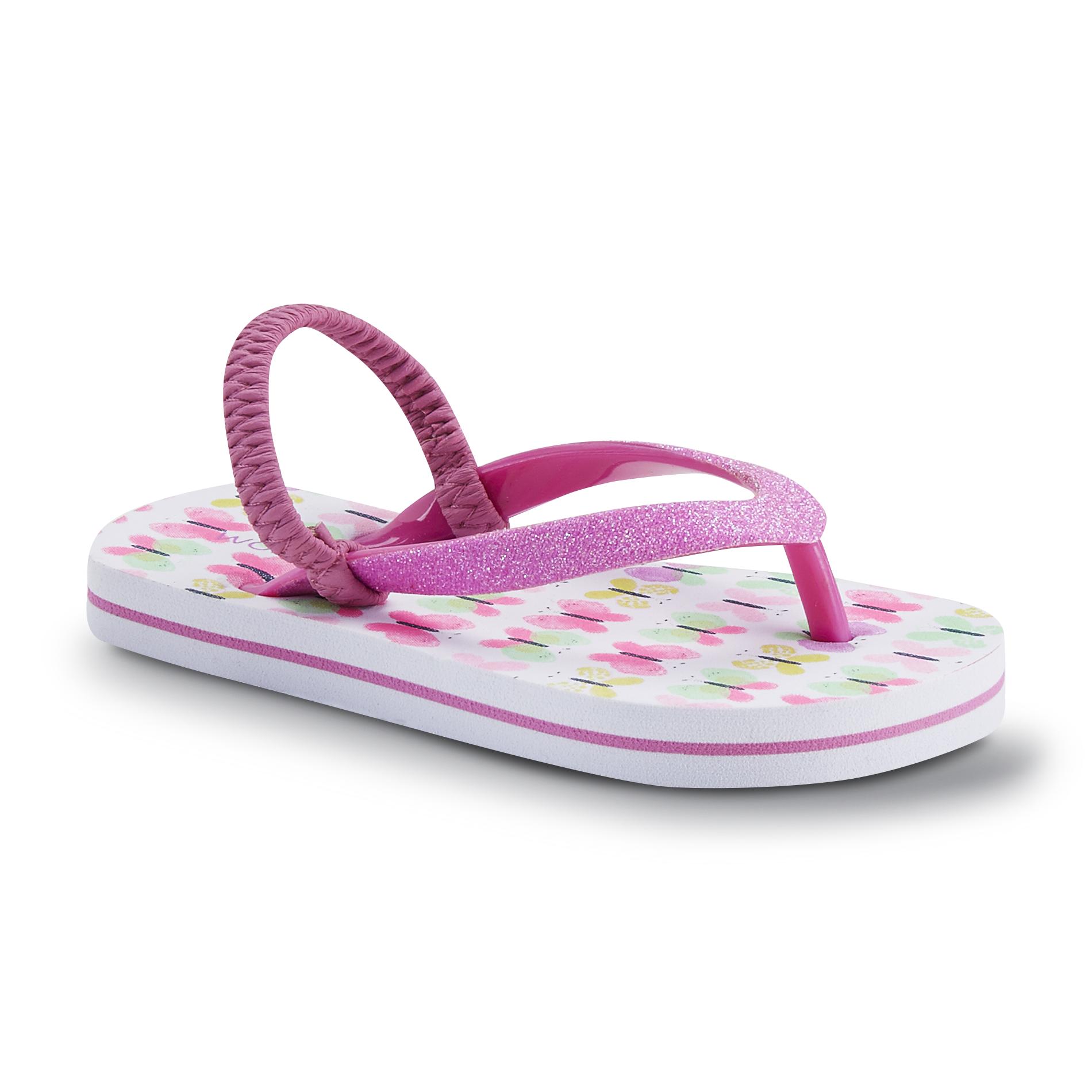 WonderKids Toddler Girl's Pink/White/Butterfly Print Glitter Sandal