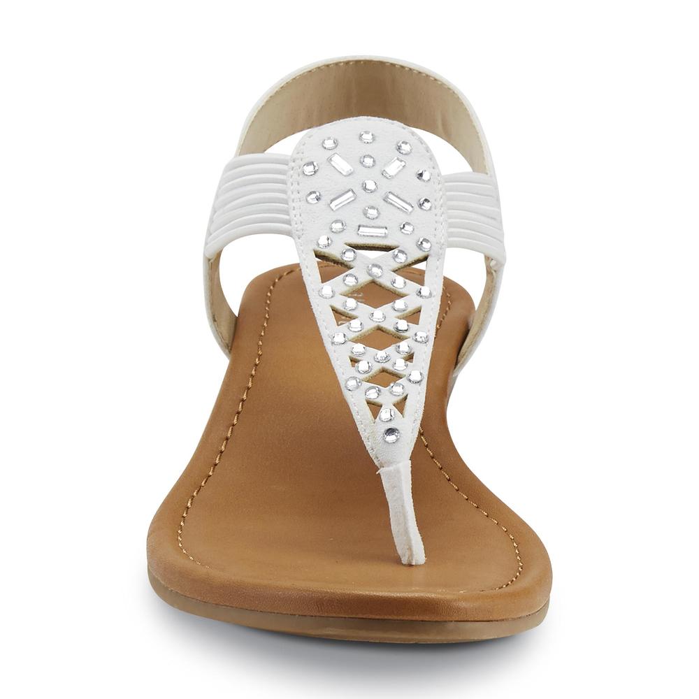 Attention Women's Elliana White Embellished Wedge Sandal