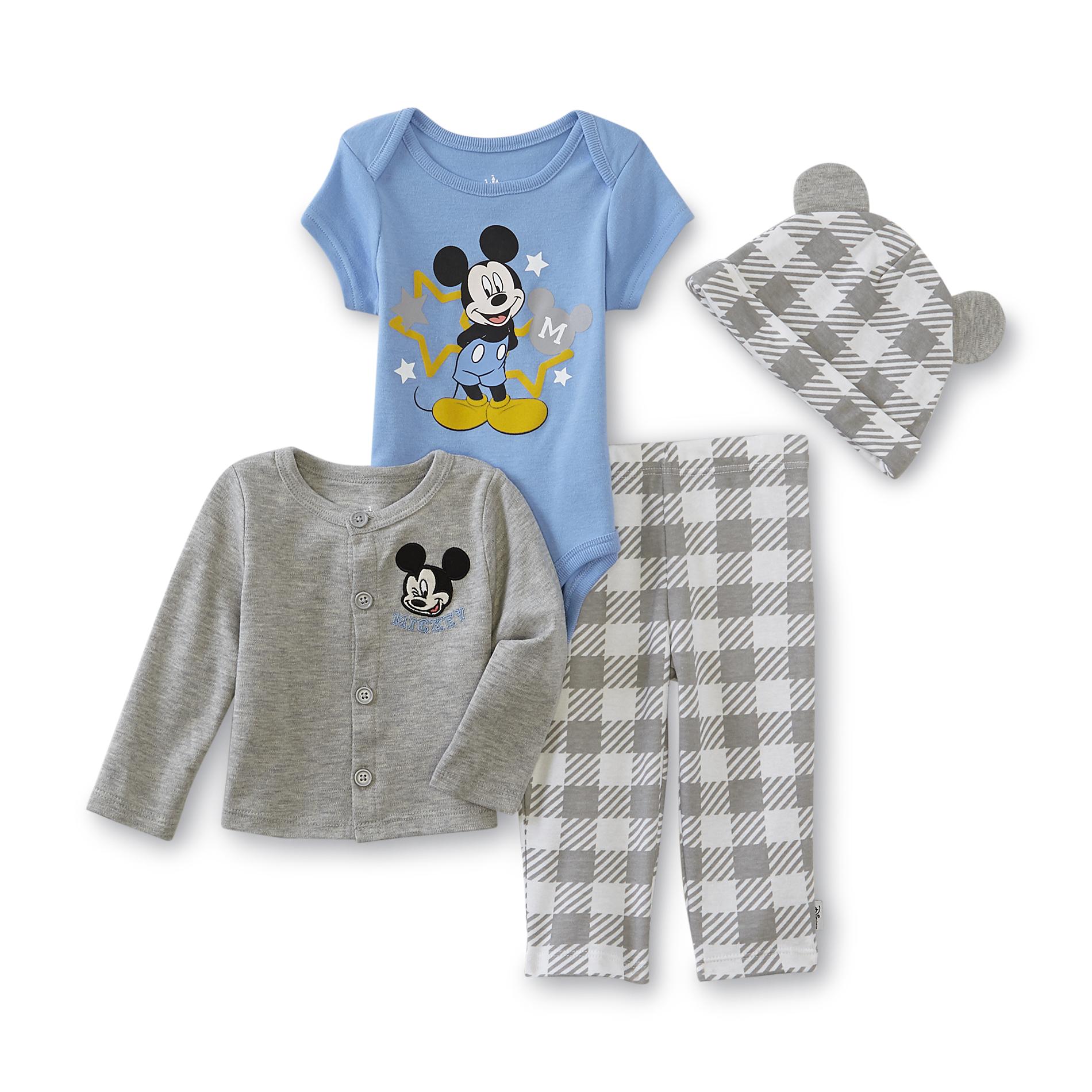 Disney Newborn Boy's Cardigan, Bodysuit, Pants & Hat