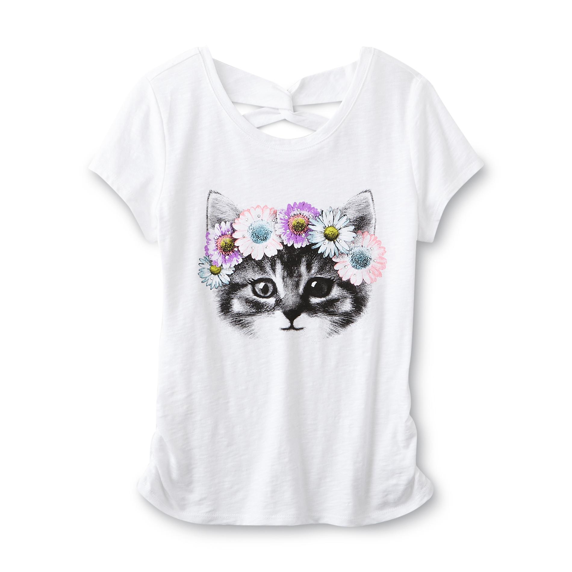 CRB Girl Girl's Twist-Back Graphic T-Shirt - Cat