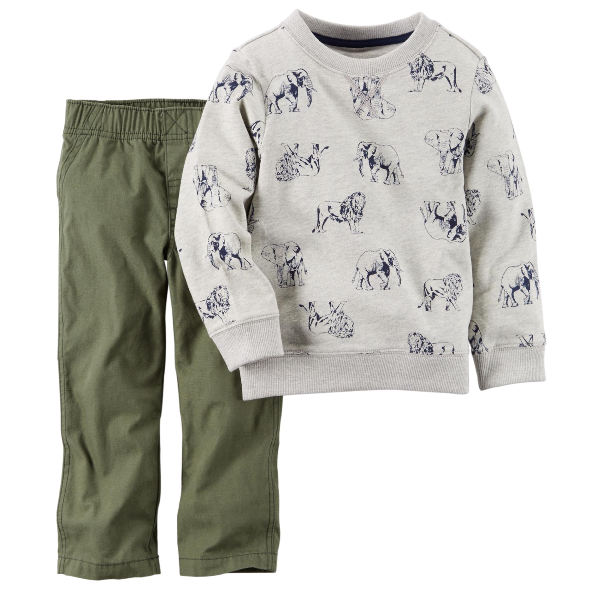 Carter's Newborn, Infant & Toddler Boy's Sweatshirt & Pants - Zoo Print