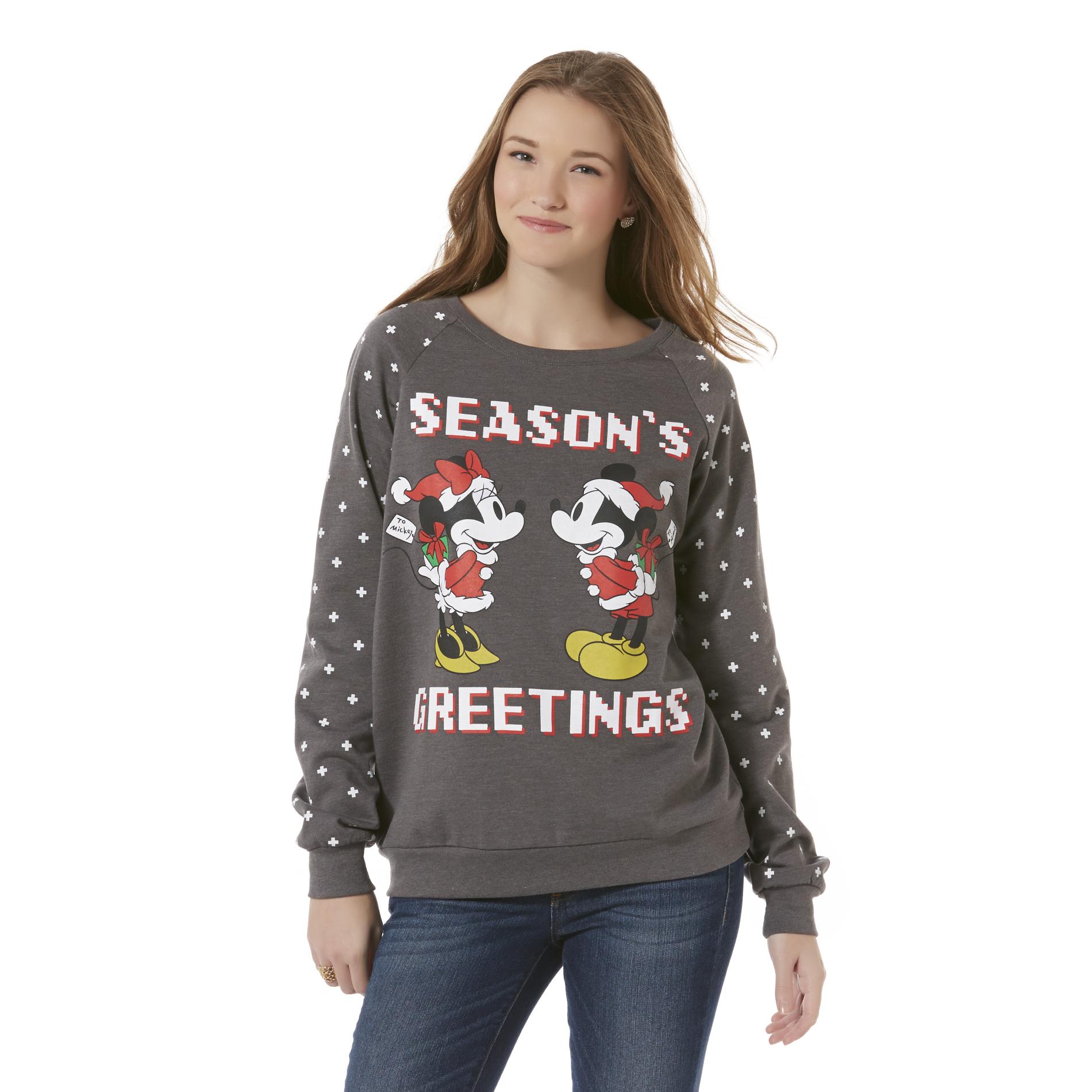 Disney Mickey Mouse & Minnie Mouse Junior's Christmas Sweatshirt