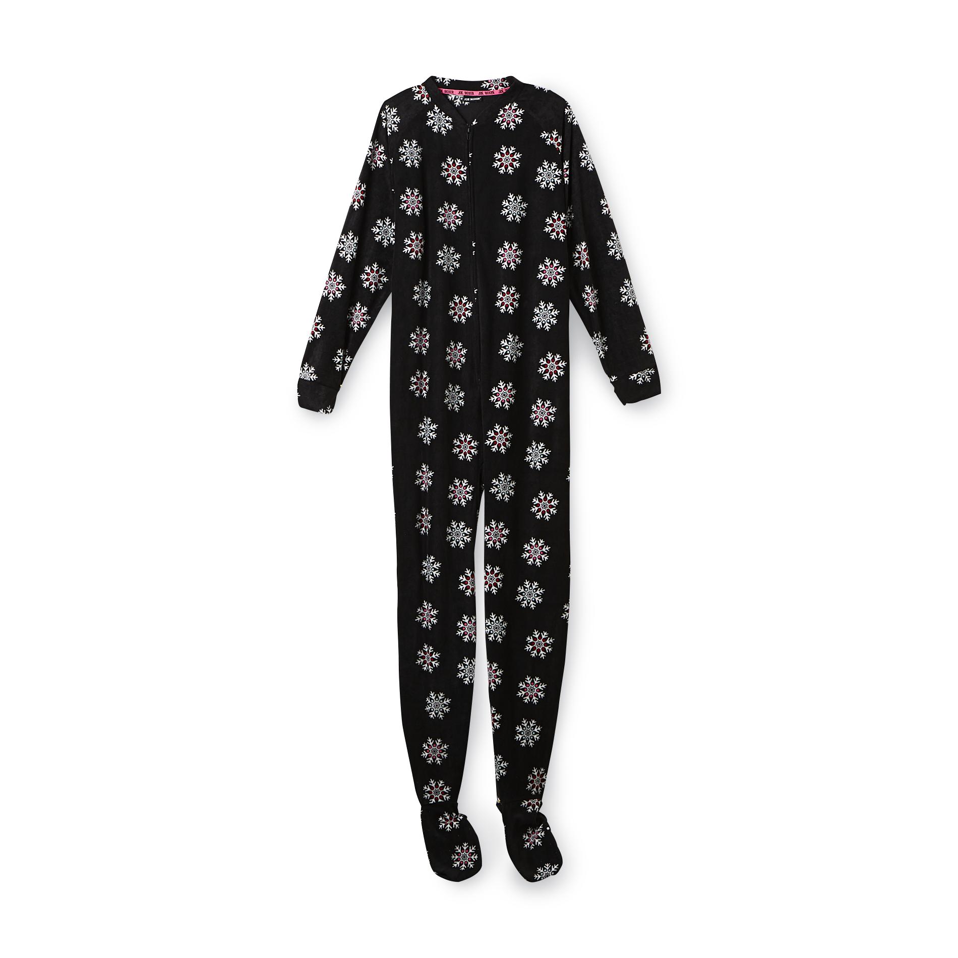 Joe Boxer Junior's Plus One-Piece Footed Pajamas - Snowflakes