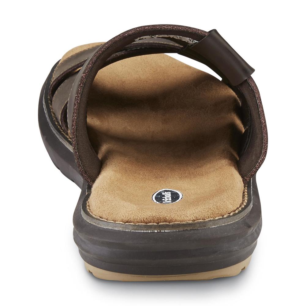 Dr. Scholl's Men's Buckingham Leather Slide Sandal - Brown