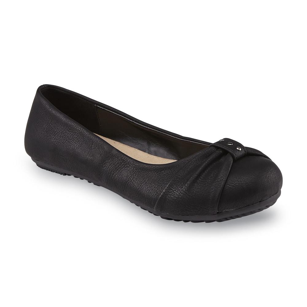 Basic Editions Women's Carolee Black Ballet Flat - Wide Width Available