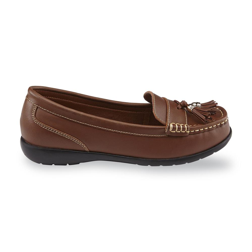 Thom McAn Women's Caeley Brown Leather Loafer - Wide Width Available