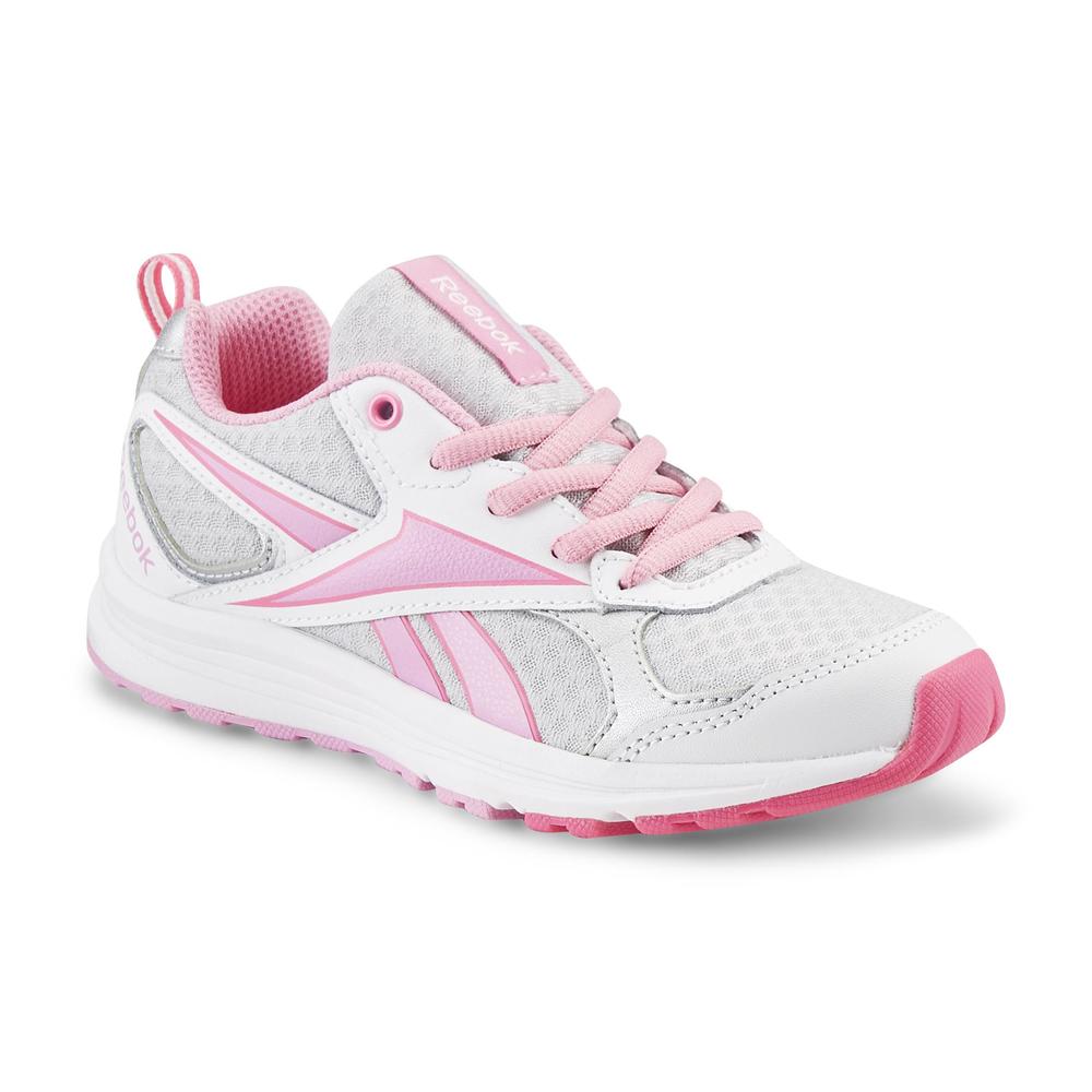 Reebok Girl's Almotio RS Silver/Pink/White Athletic Shoe