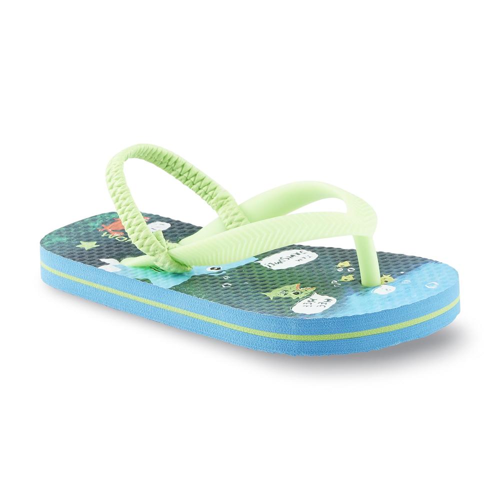 WonderKids Toddler Boy's Maddie Shark Blue/Green Thong Sandal