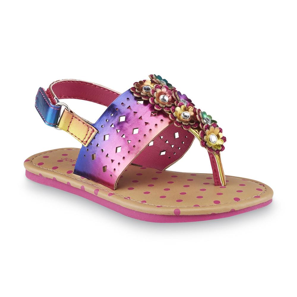 Joe Boxer Girl's Sonora Rainbow Embellished Thong Sandal