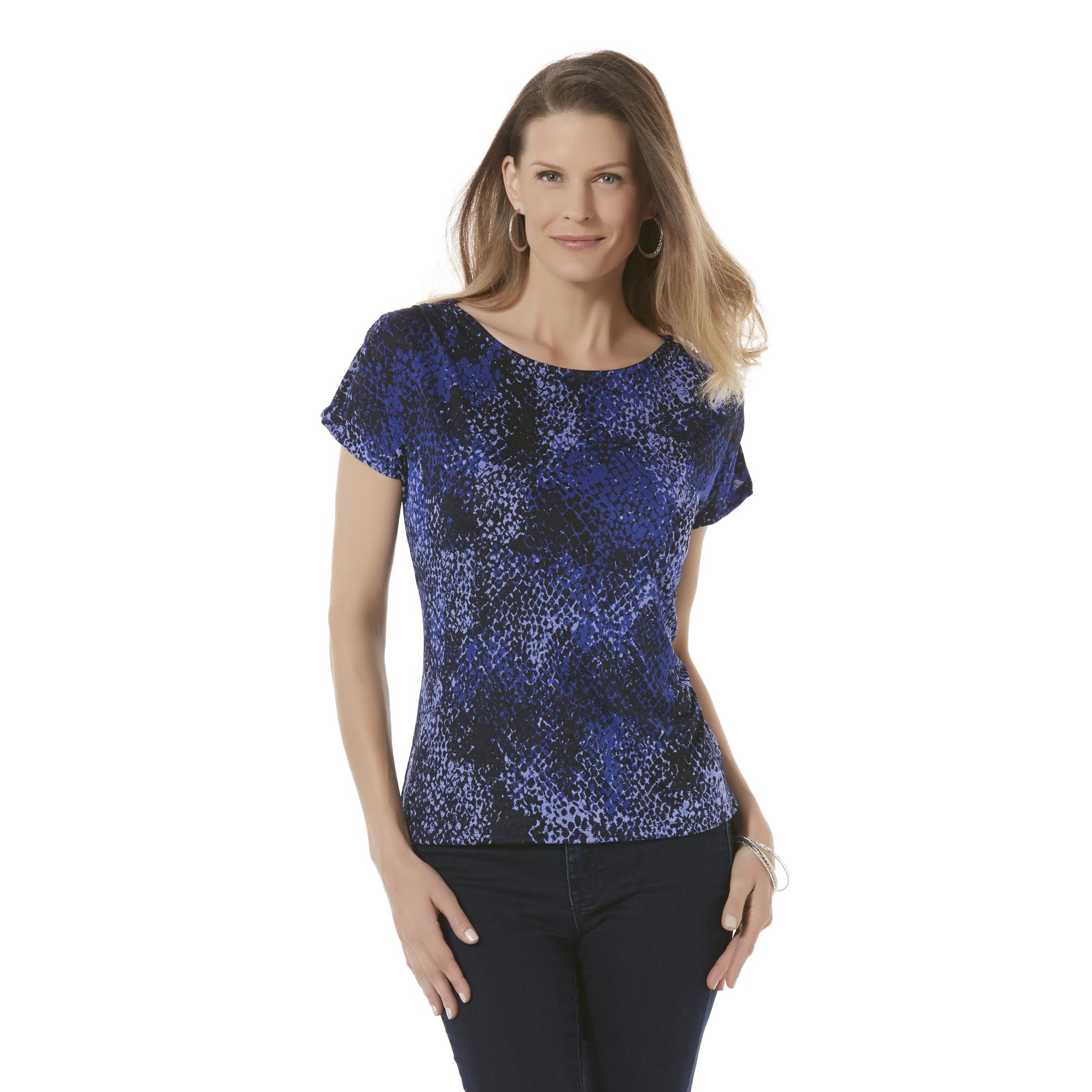 Jaclyn Smith Women's Silky Knit Top - Abstract Snakeskin