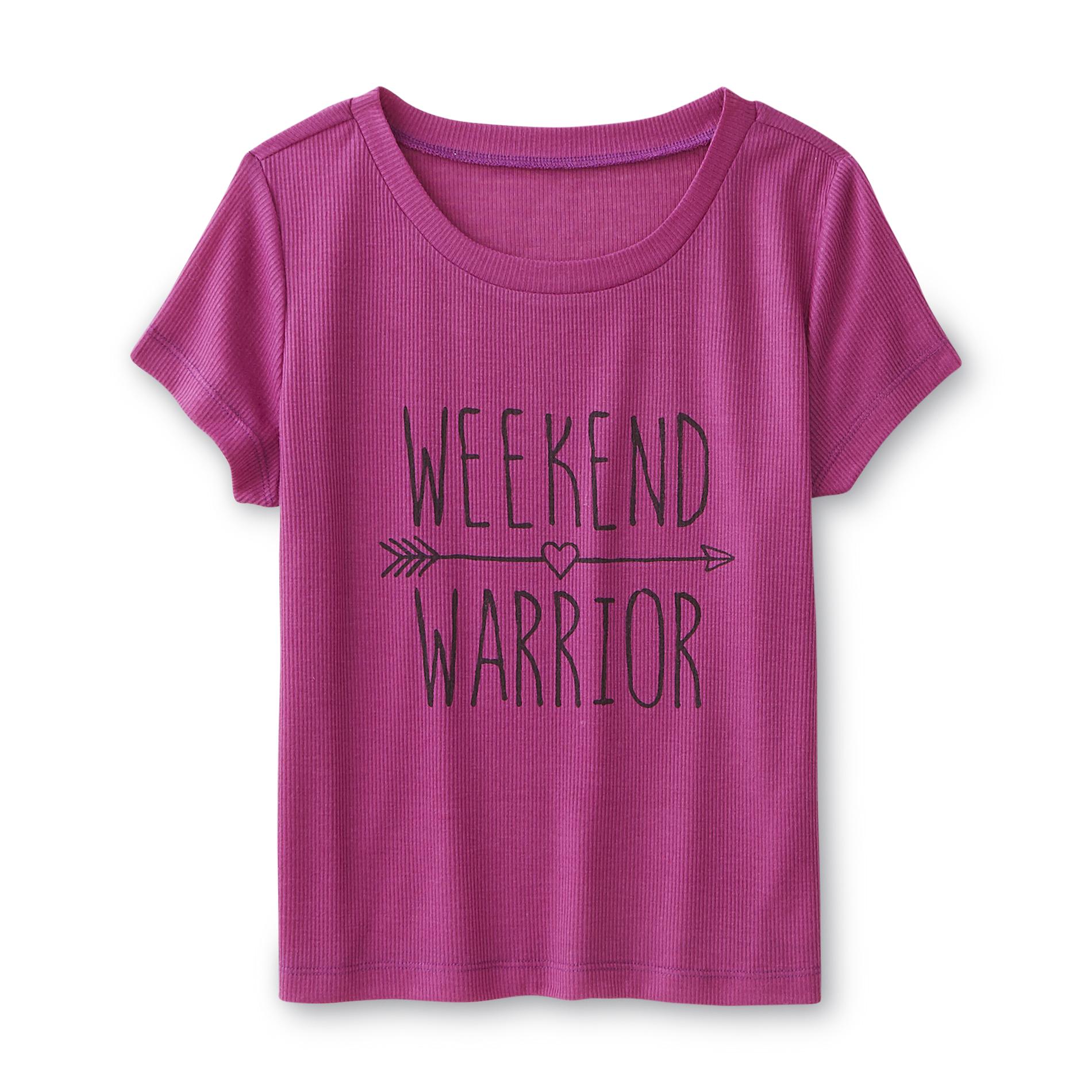 Simply Styled Girl's Cropped Graphic T-Shirt - Weekend Warrior
