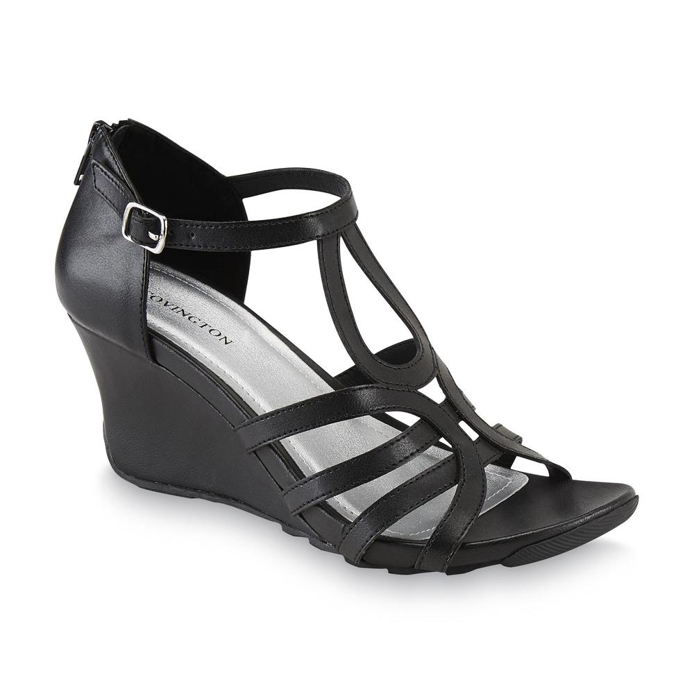 Covington Women's Citywide Black Wedge Sandal - Wide Widths Available
