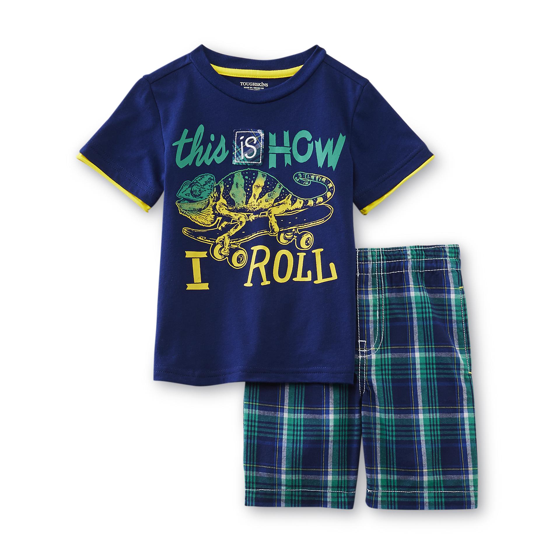 Toughskins Infant & Toddler Boy's Graphic T-Shirt & Shorts - Iguana & Plaid