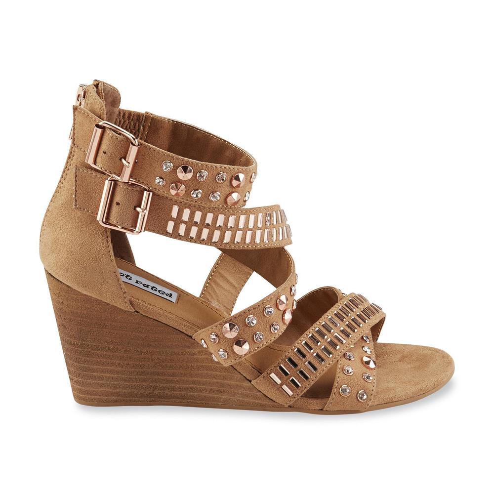 Not Rated Women's Serpentina Tan Studded Wedge Sandal