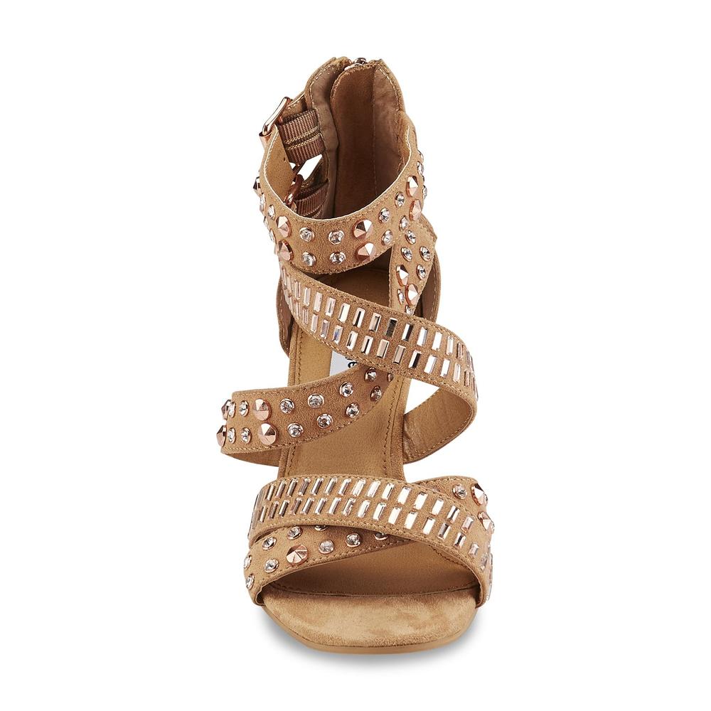 Not Rated Women's Serpentina Tan Studded Wedge Sandal