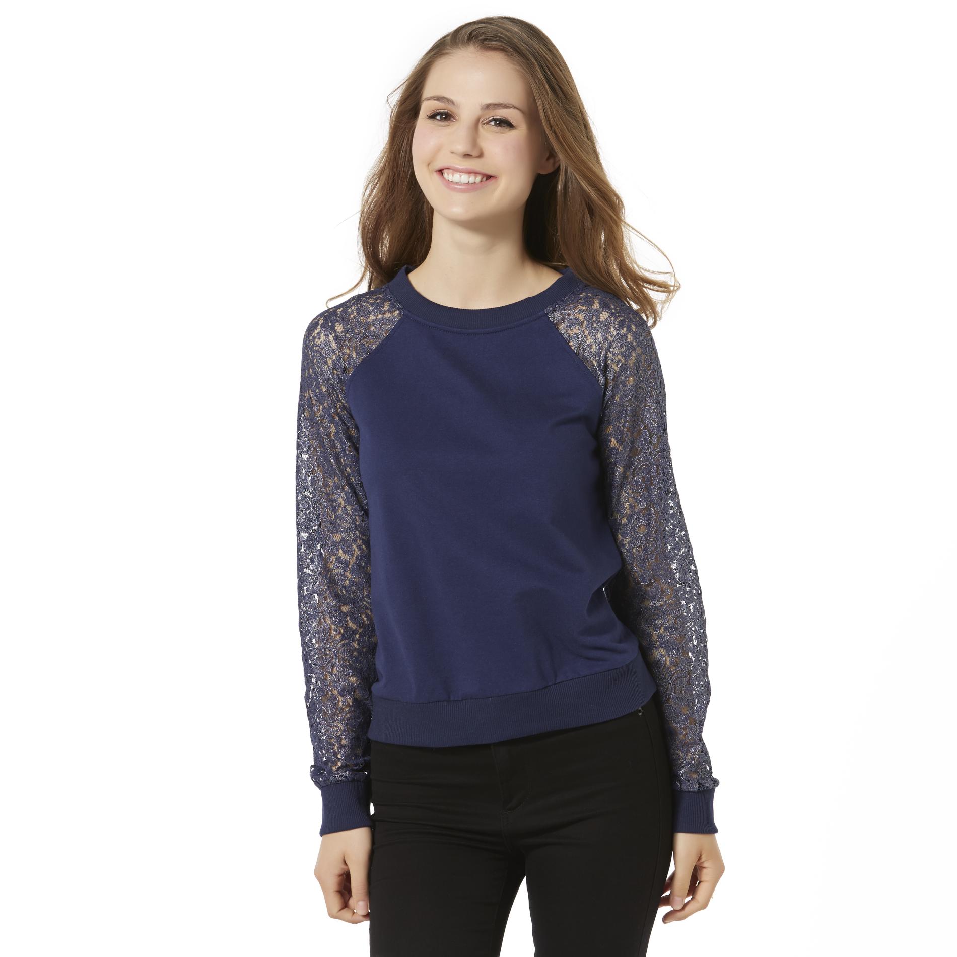 Bongo Junior's French Terry Knit Top - Lace Sleeves