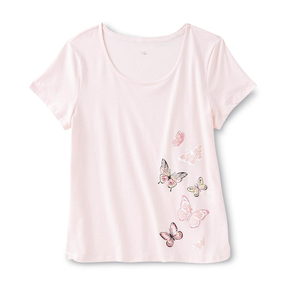 Pink K Women's Pajama Top & Pants - Butterflies