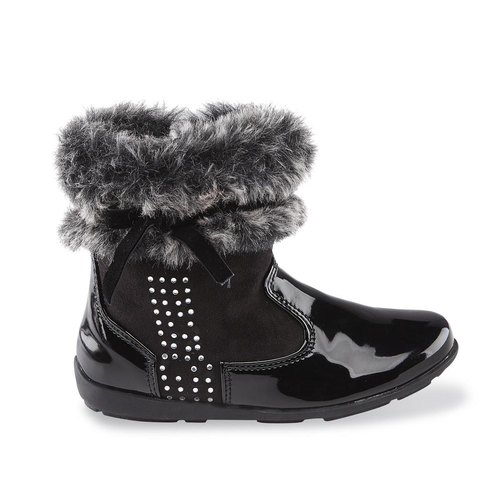 Laura Ashley Toddler Girl's Tamara Black Embellished Winter Boot