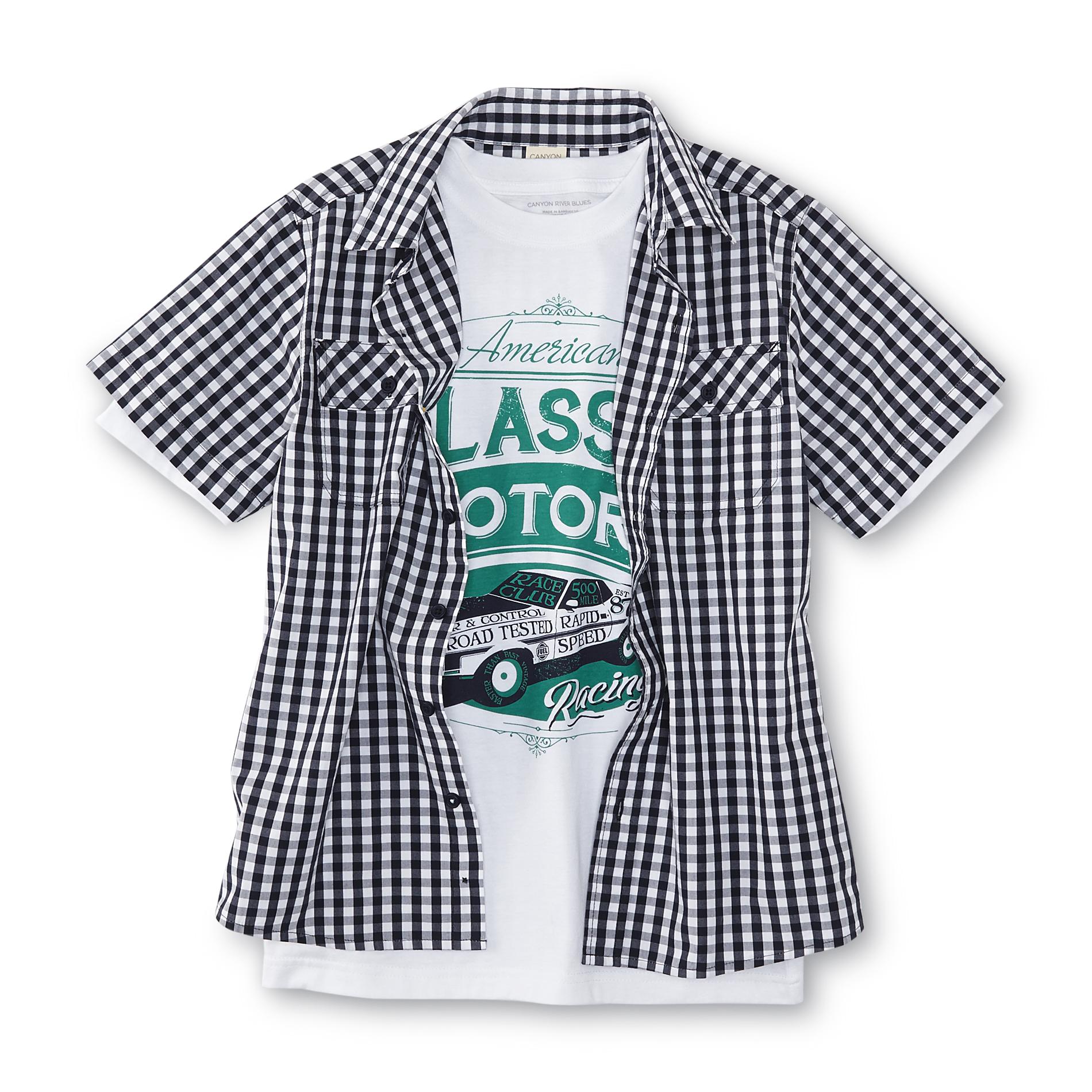 Canyon River Blues Boy's Woven Shirt & T-Shirt - Checkered