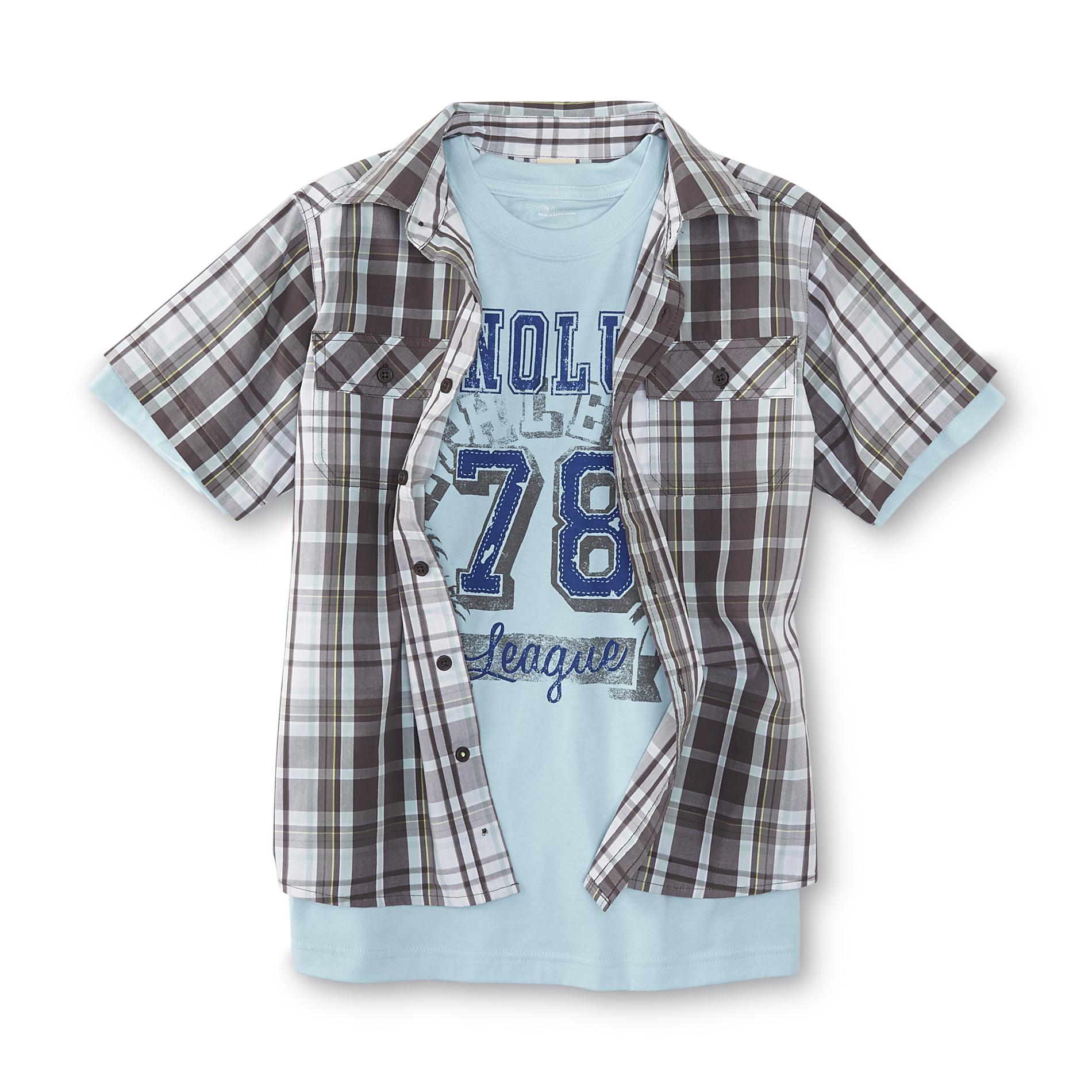 Canyon River Blues Boy's Woven Shirt & T-Shirt - Plaid