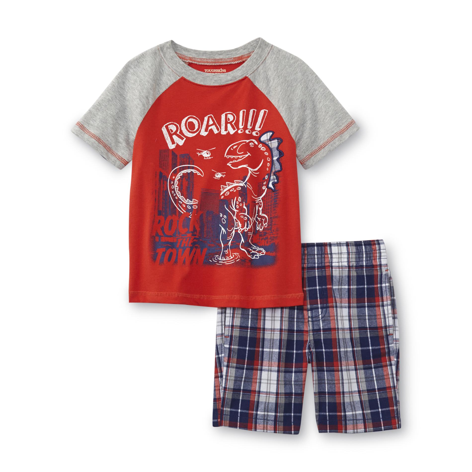 Toughskins Infant & Toddler Boy's Graphic T-Shirt & Shorts - Dinosaur & Plaid