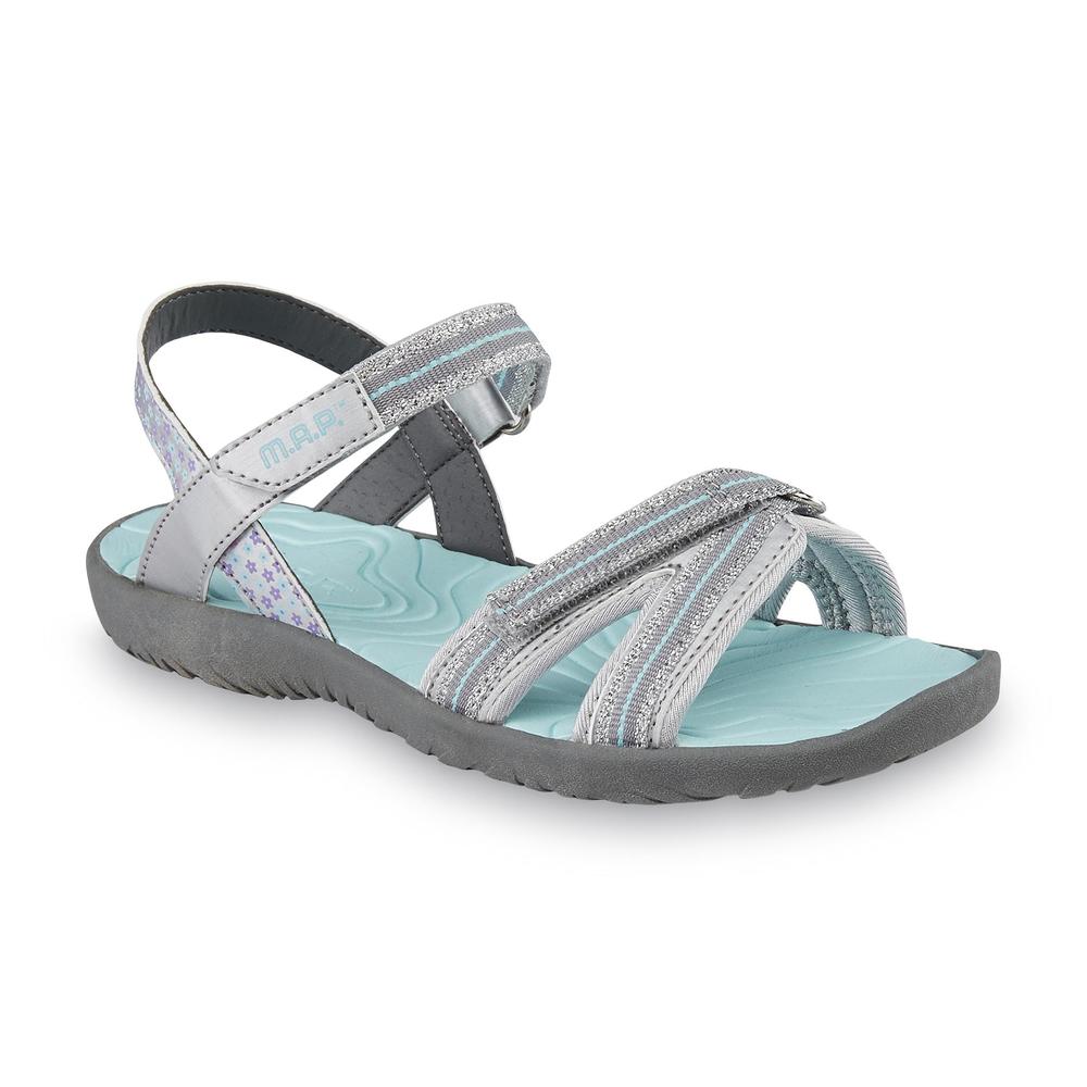 M.A.P. Girl's Carmi Silver/Aqua Sport Sandal