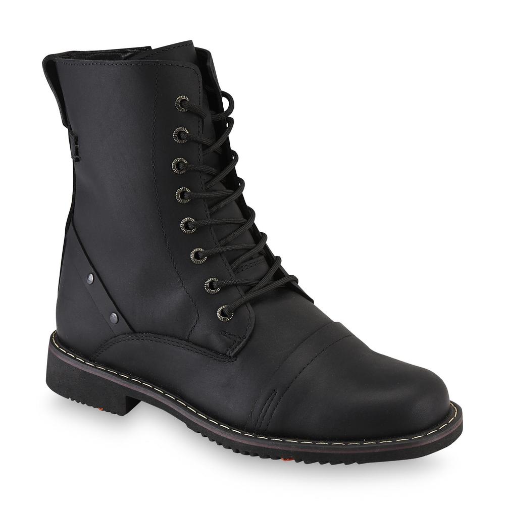 San Polos Men's Valentino Leather Boot - Black