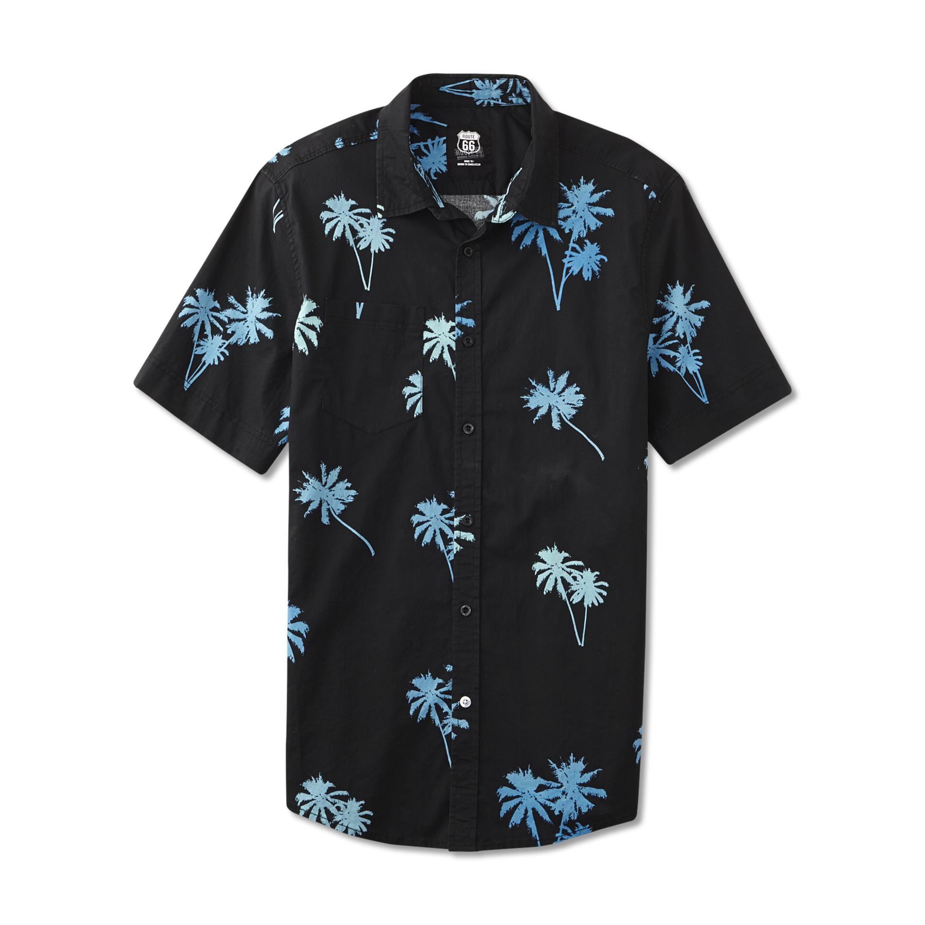 Route 66 Men's Button-Front Shirt - Palm Trees