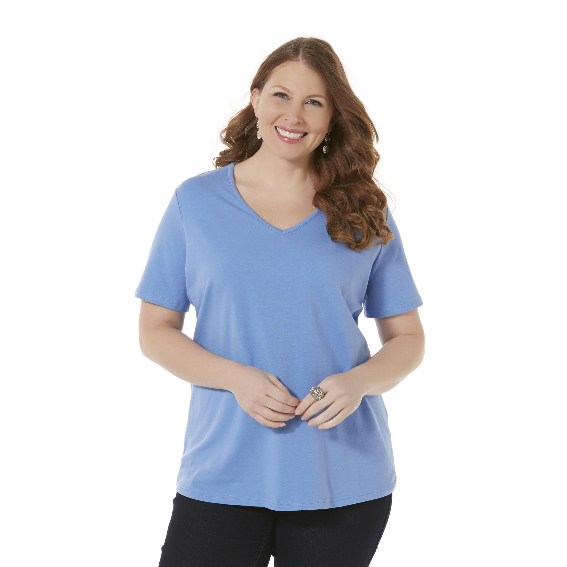 Basic Editions Women's Plus VNeck TShirt