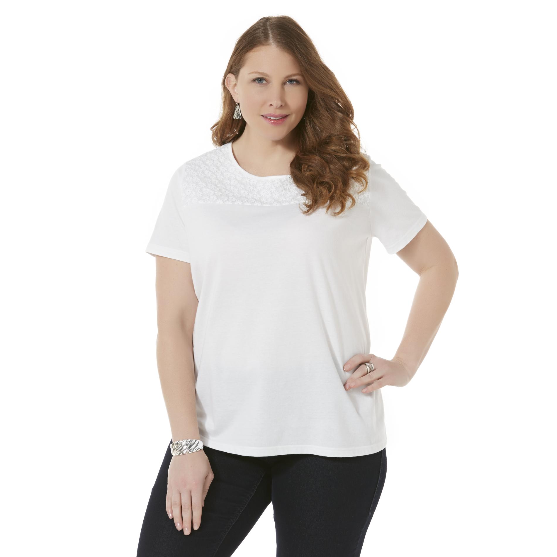 Basic Editions Women's Plus Embellished Top