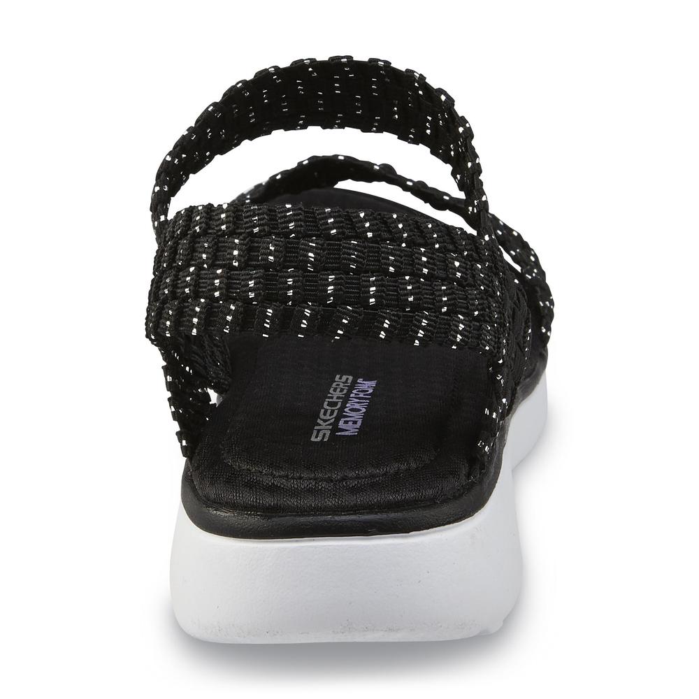 Skechers Women's Black/Silver Counterpart Breeze Warped Wedge Sandal