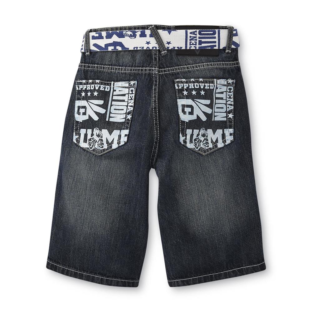 Never Give Up By John Cena Boy's Denim Shorts & Belt