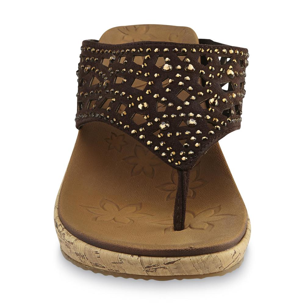 Skechers Women's Beverlee Dazzled Brown Wedge Sandal