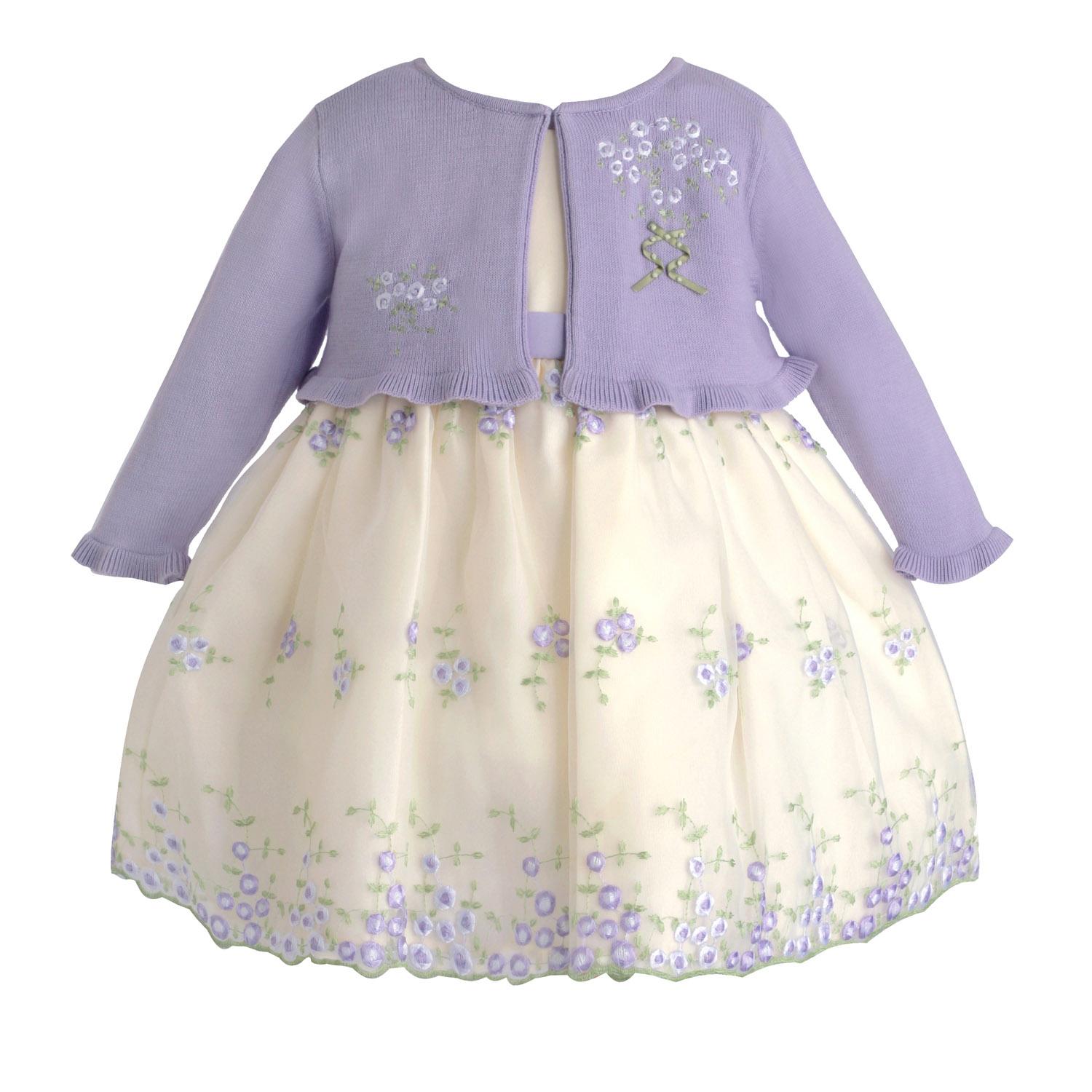 American Princess Infant & Toddler Girl's Embroidered Party Dress & Cardigan