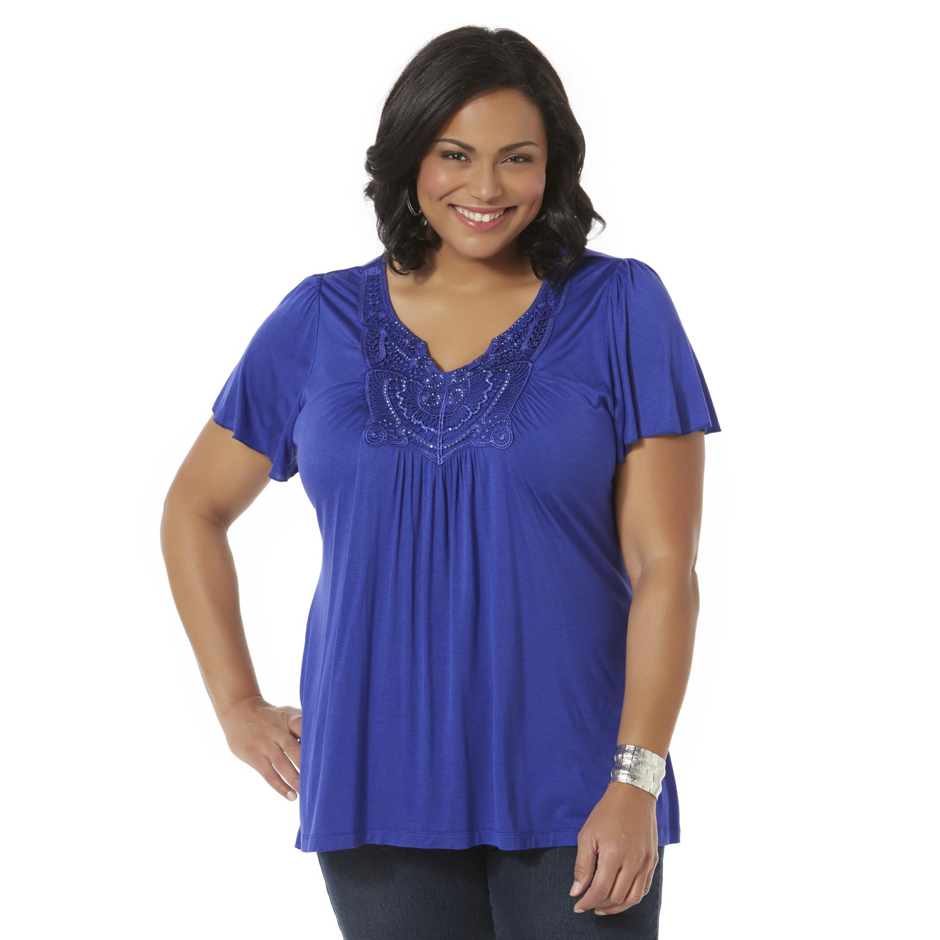 Live and Let Live Women's Plus Embellished Top
