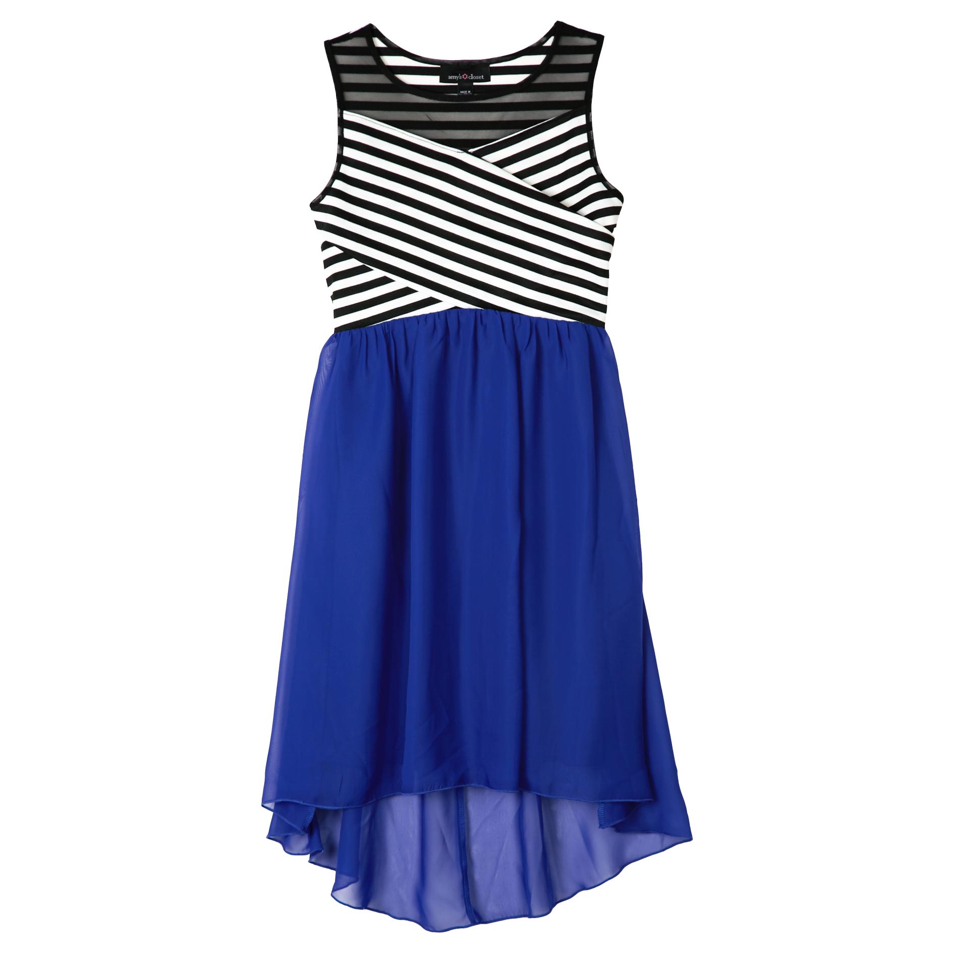 Amy's Closet Girl's Sleeveless High-Low Dress - Striped