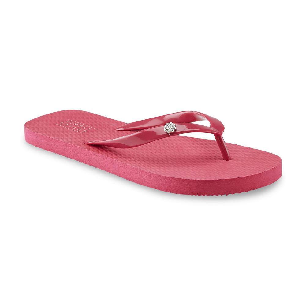Simply Styled Women's Zori Pink Embellished Flip-Flop