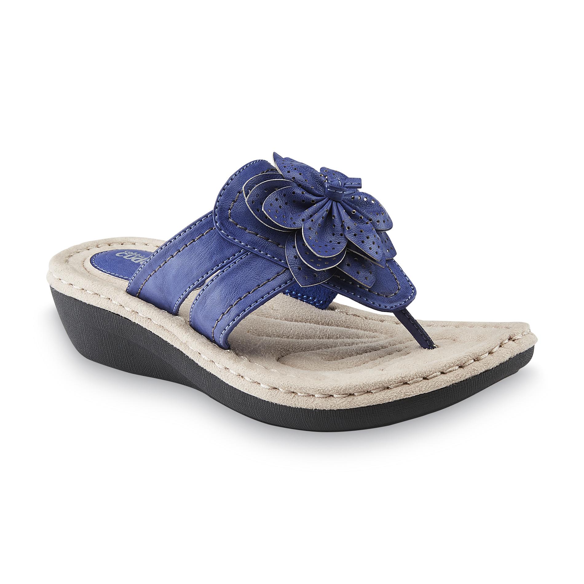 Cobbie Cuddlers Women's Reginy Blue Thong Comfort Sandal - Wide Width ...