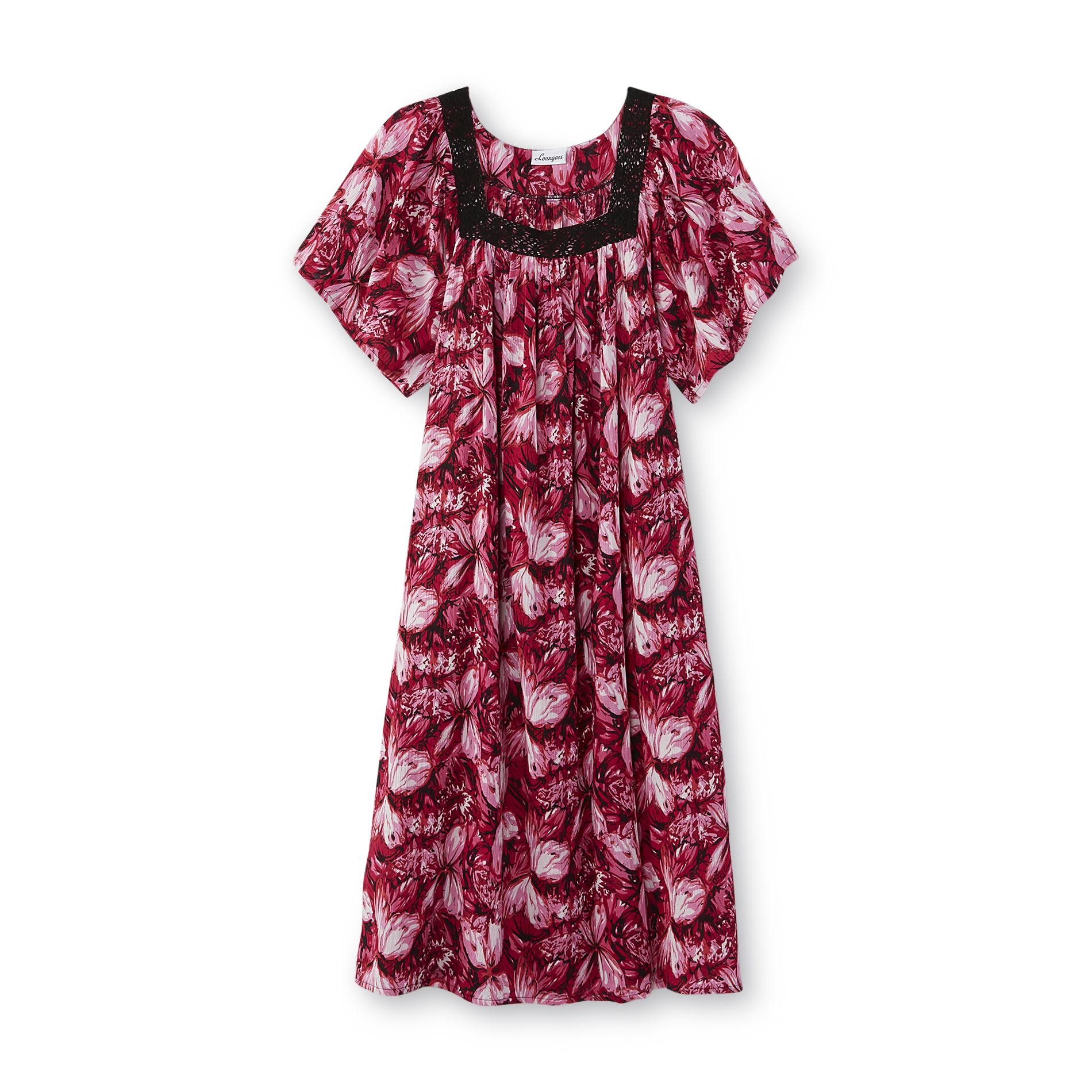 Loungees Women's Crepon Lounge Dress - Floral Print